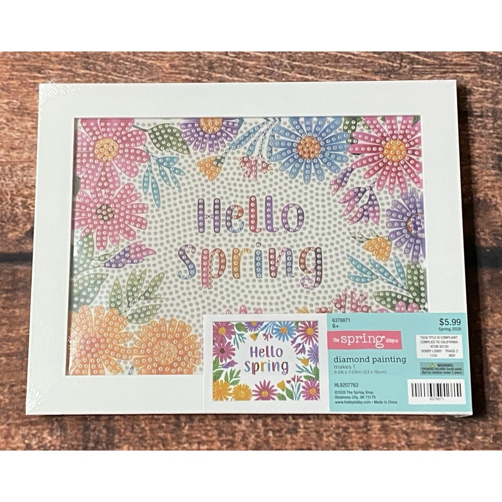 Hello Spring Rectangle Diamond Painting Kit in Frame Hobby Lobby Spring Shop New